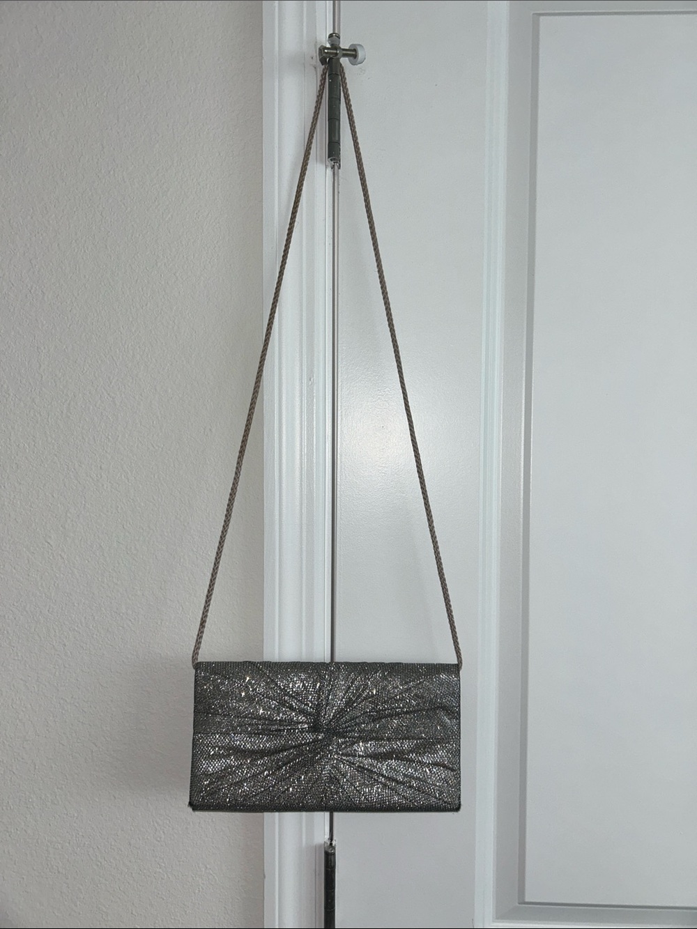 Metallic Gunmetal Evening Crossbody Bag